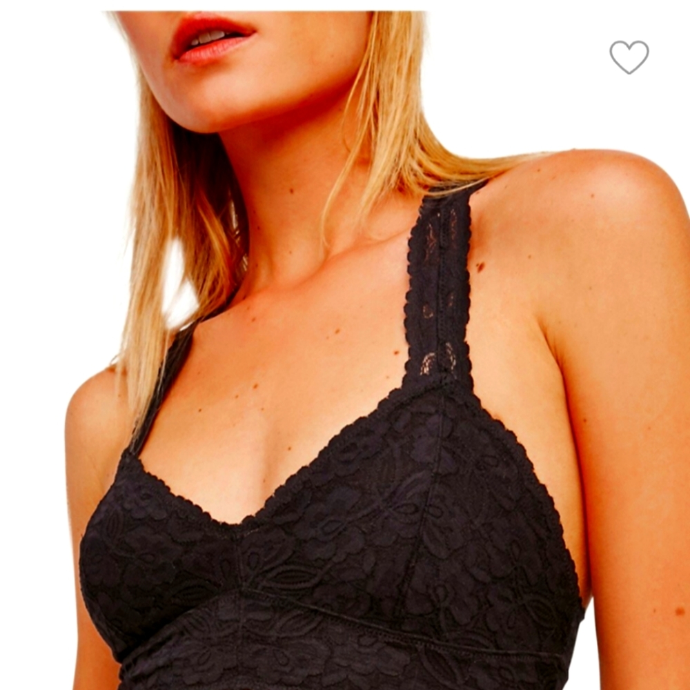 Free People Galloon Racerback Bralette Size XS, Color Black,